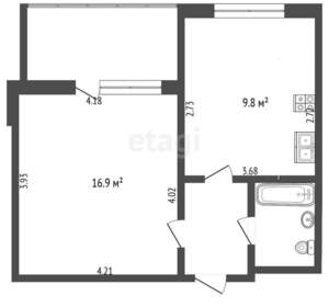 1-к квартира, вторичка, 35м2, 4/5 этаж