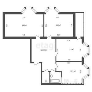 3-к квартира, вторичка, 82м2, 3/9 этаж