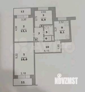 3-к квартира, вторичка, 61м2, 6/9 этаж