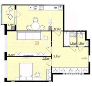 2-к квартира, вторичка, 73м2, 11/15 этаж