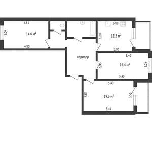 3-к квартира, вторичка, 88м2, 9/10 этаж