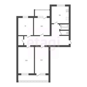 4-к квартира, вторичка, 93м2, 2/12 этаж
