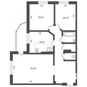 3-к квартира, вторичка, 73м2, 8/17 этаж