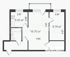 2-к квартира, вторичка, 45м2, 4/5 этаж
