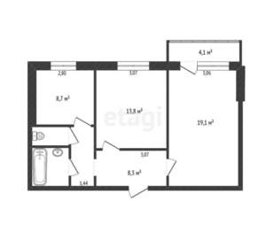 2-к квартира, вторичка, 53м2, 5/10 этаж