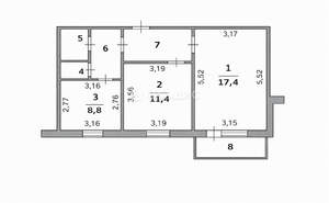 2-к квартира, вторичка, 51м2, 5/5 этаж
