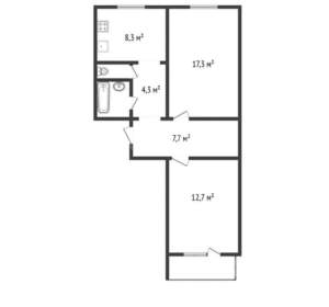 2-к квартира, вторичка, 54м2, 5/10 этаж