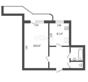 1-к квартира, вторичка, 39м2, 5/15 этаж