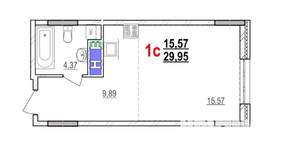 Студия квартира, вторичка, 30м2, 12/17 этаж