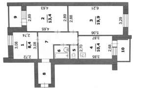 3-к квартира, вторичка, 69м2, 5/5 этаж