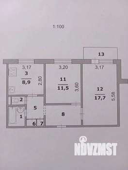 2-к квартира, вторичка, 52м2, 9/9 этаж