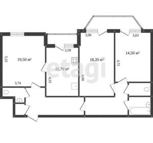 3-к квартира, вторичка, 97м2, 11/16 этаж