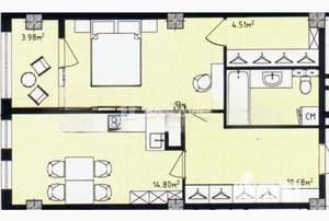 1-к квартира, вторичка, 54м2, 10/15 этаж