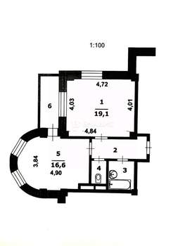 1-к квартира, вторичка, 47м2, 3/16 этаж