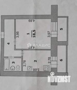1-к квартира, вторичка, 45м2, 6/10 этаж