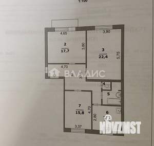 3-к квартира, вторичка, 86м2, 9/9 этаж