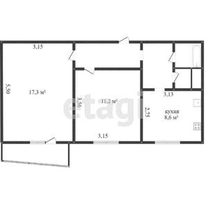 2-к квартира, вторичка, 50м2, 2/10 этаж