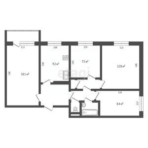 4-к квартира, вторичка, 67м2, 3/9 этаж