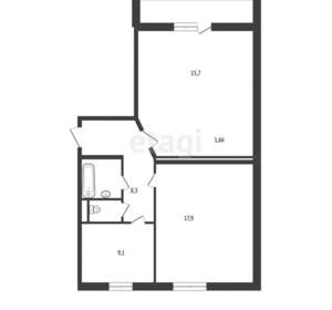 2-к квартира, вторичка, 55м2, 2/3 этаж