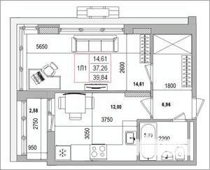 1-к квартира, вторичка, 40м2, 14/16 этаж
