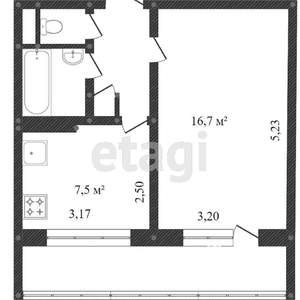 1-к квартира, сданный дом, 44м2, 10/16 этаж
