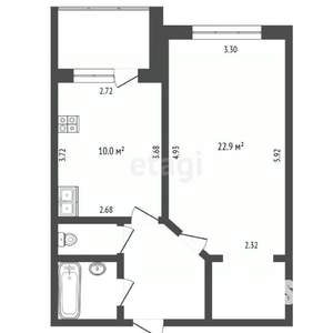 1-к квартира, вторичка, 42м2, 3/5 этаж