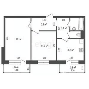 2-к квартира, вторичка, 53м2, 6/9 этаж