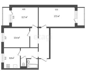 3-к квартира, вторичка, 71м2, 8/10 этаж