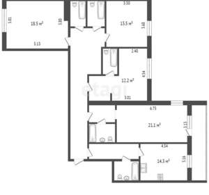 4-к квартира, вторичка, 140м2, 1/15 этаж