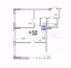 3-к квартира, вторичка, 65м2, 7/17 этаж
