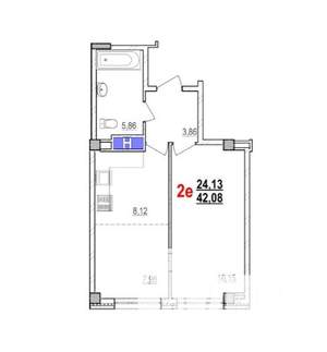 2-к квартира, вторичка, 42м2, 14/15 этаж