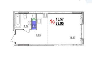 Студия квартира, вторичка, 30м2, 12/16 этаж