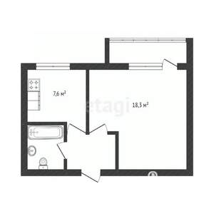 1-к квартира, вторичка, 29м2, 3/5 этаж