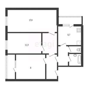 3-к квартира, вторичка, 63м2, 2/10 этаж