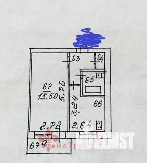1-к квартира, вторичка, 32м2, 5/5 этаж