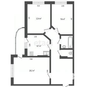 3-к квартира, вторичка, 71м2, 8/17 этаж