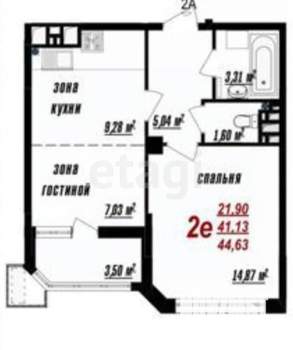 2-к квартира, вторичка, 45м2, 6/18 этаж