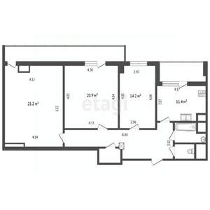 3-к квартира, вторичка, 98м2, 13/13 этаж