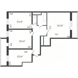 3-к квартира, вторичка, 79м2, 2/9 этаж
