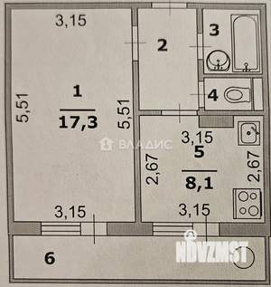 1-к квартира, вторичка, 36м2, 6/10 этаж