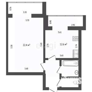 1-к квартира, вторичка, 45м2, 10/14 этаж