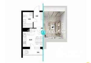 1-к квартира, строящийся дом, 40м2, 1/9 этаж