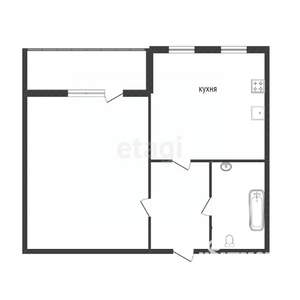 1-к квартира, вторичка, 38м2, 1/9 этаж