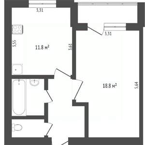 Студия квартира, вторичка, 13м2, 2/6 этаж