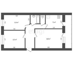 3-к квартира, вторичка, 60м2, 4/5 этаж