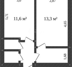2-к квартира, вторичка, 39м2, 1/5 этаж