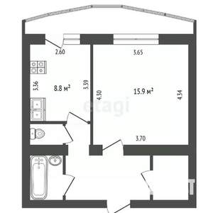 1-к квартира, вторичка, 38м2, 13/14 этаж