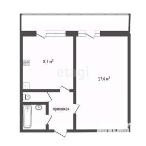 1-к квартира, вторичка, 34м2, 6/10 этаж