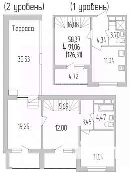 3-к квартира, вторичка, 91м2, 10/11 этаж