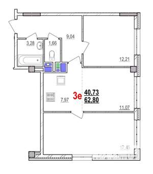 3-к квартира, вторичка, 63м2, 10/18 этаж